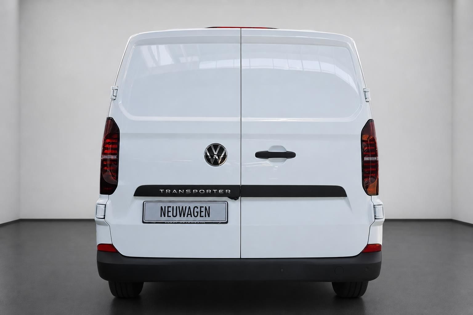 VW Transporter weiß Heckansicht Hecktüren Neuwagen Studio