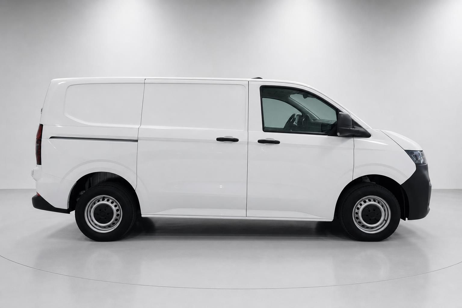 VW Transporter weiss Seitenansicht Kastenwagen Neuwagen