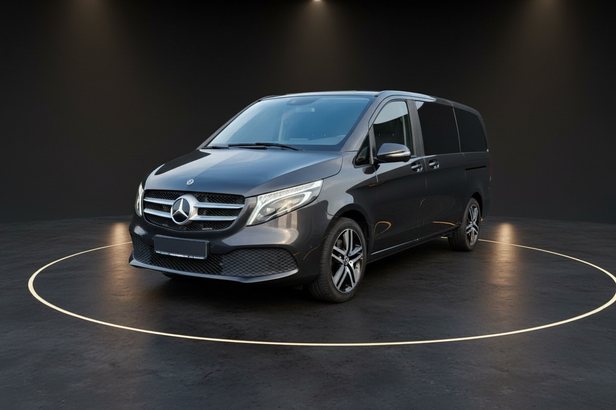 Mercedes-Benz V-Klasse grau metallic Frontansicht im Studio
