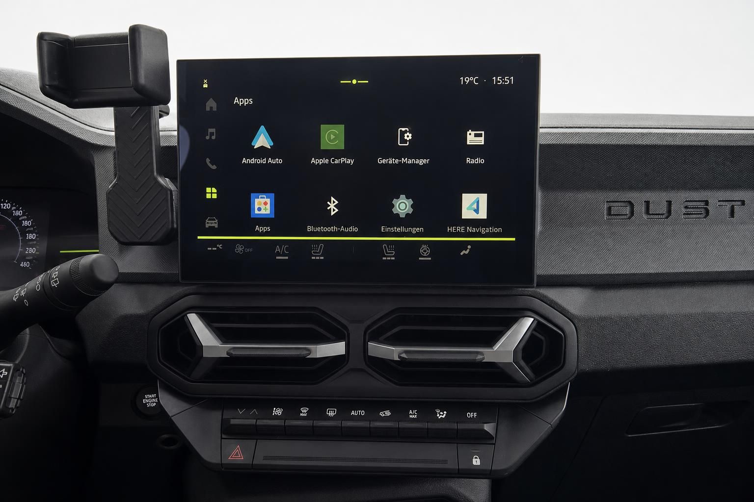 Dacia Duster Touchscreen Infotainment mit Apple CarPlay und Android Auto