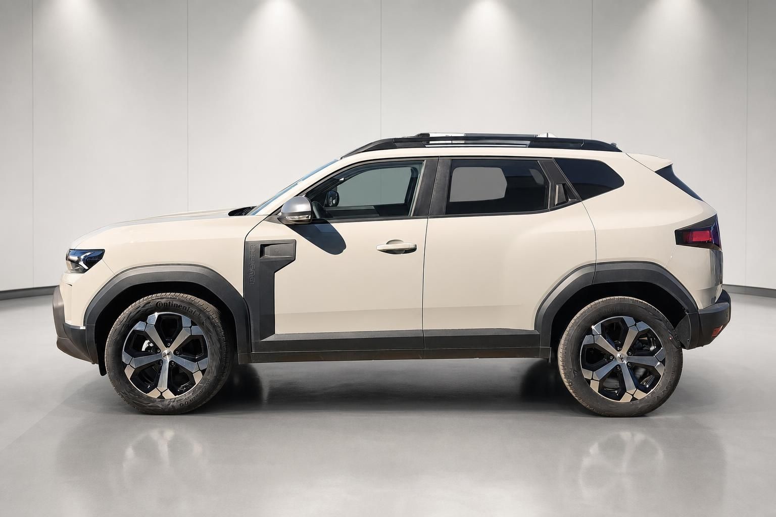 Dacia Duster beige, Seitenansicht in voller Länge