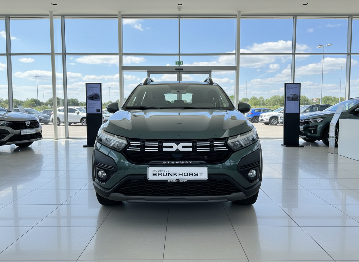 Dacia Stepway in Dunkelgrün Frontansicht im Autohaus Brunkhorst Showroom