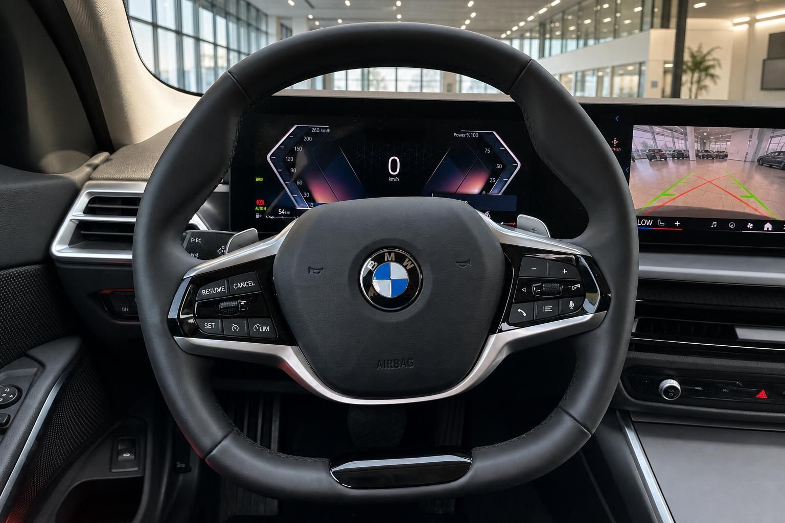 BMW Lenkrad mit Multifunktionstasten und digitalem Tacho Innenraum
