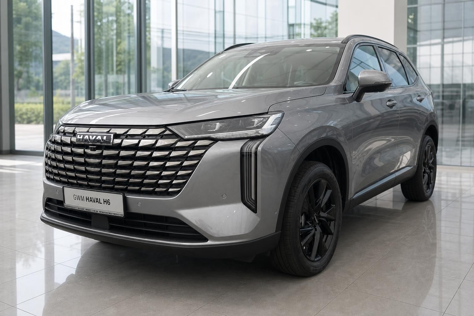 GWM Haval H6 SUV Silber, Frontansicht mit markantem Kuehlergrill
