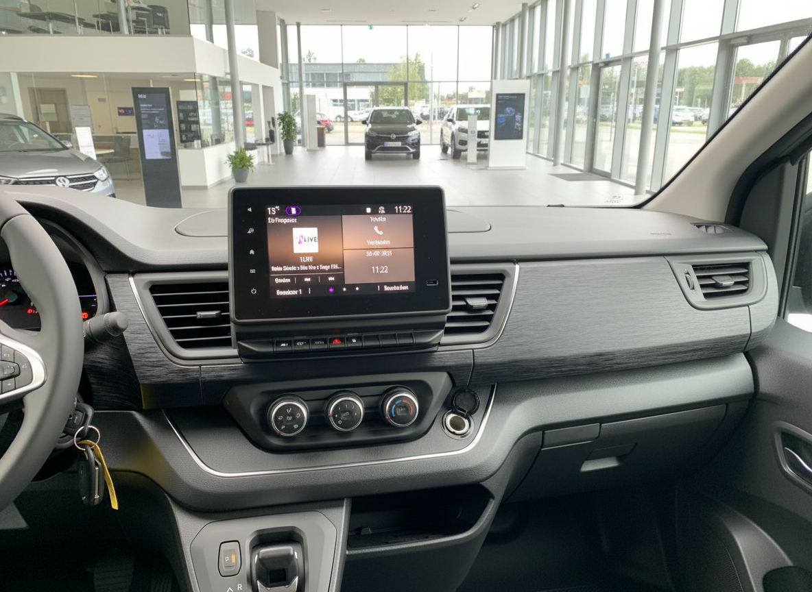 Renault Trafic Innenraum mit Infotainment-Display im Autohaus