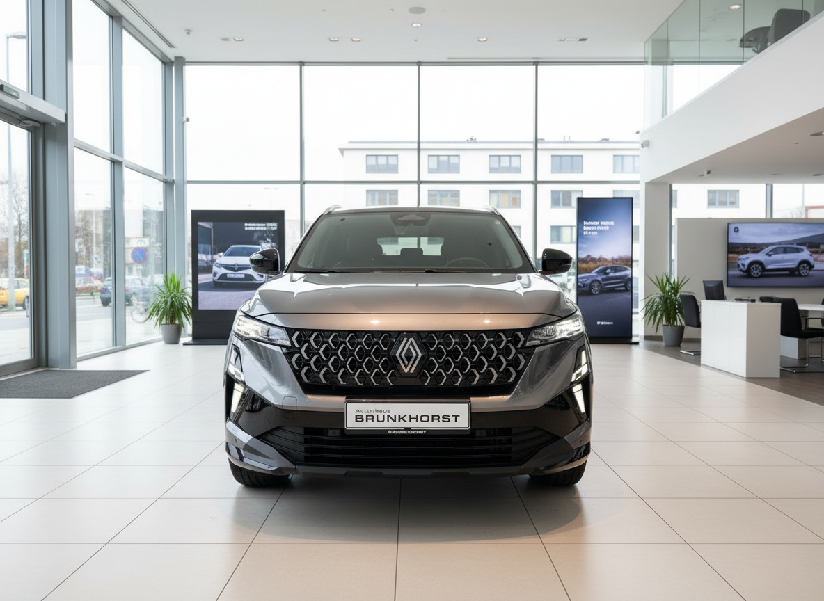 Renault SUV Frontansicht in grau-schwarz im Autohaus Brunkhorst Showroom
