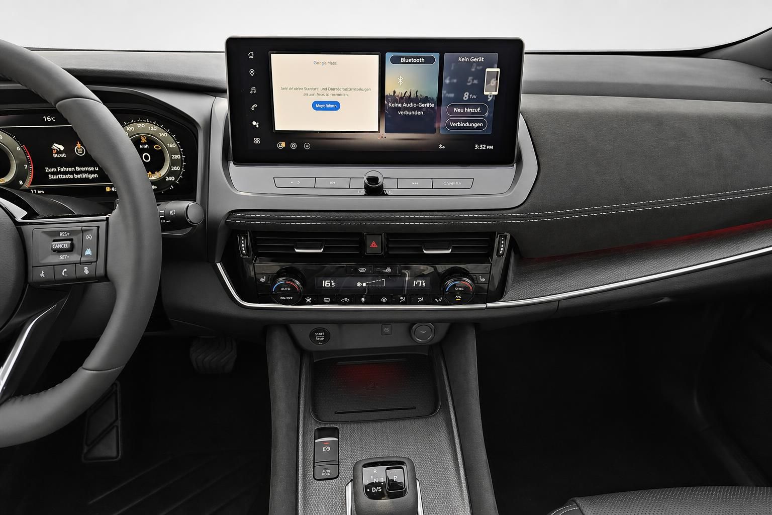 Mittelkonsole mit Touchscreen und Klimabedienung im Nissan Qashqai