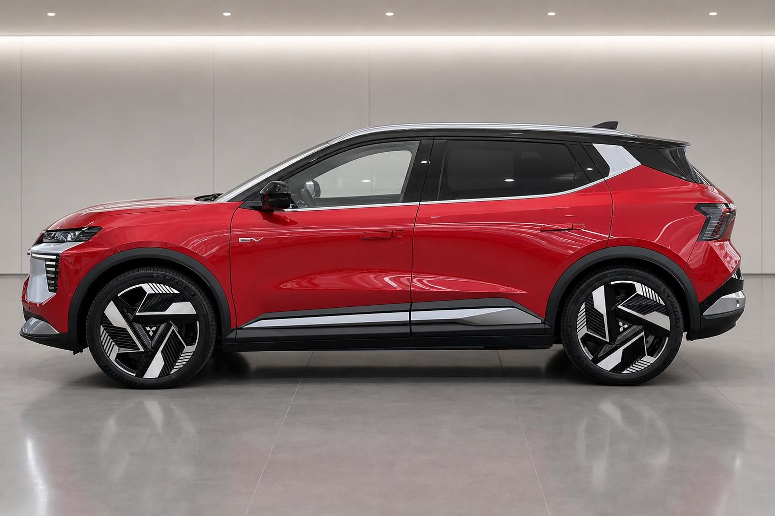 Mitsubishi Eclipse Cross EV rot Seitenansicht links im Studio