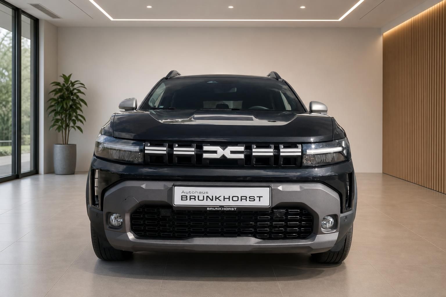 Dacia Frontansicht mit charakteristischem Kühlergrill im Autohaus Brunkhorst