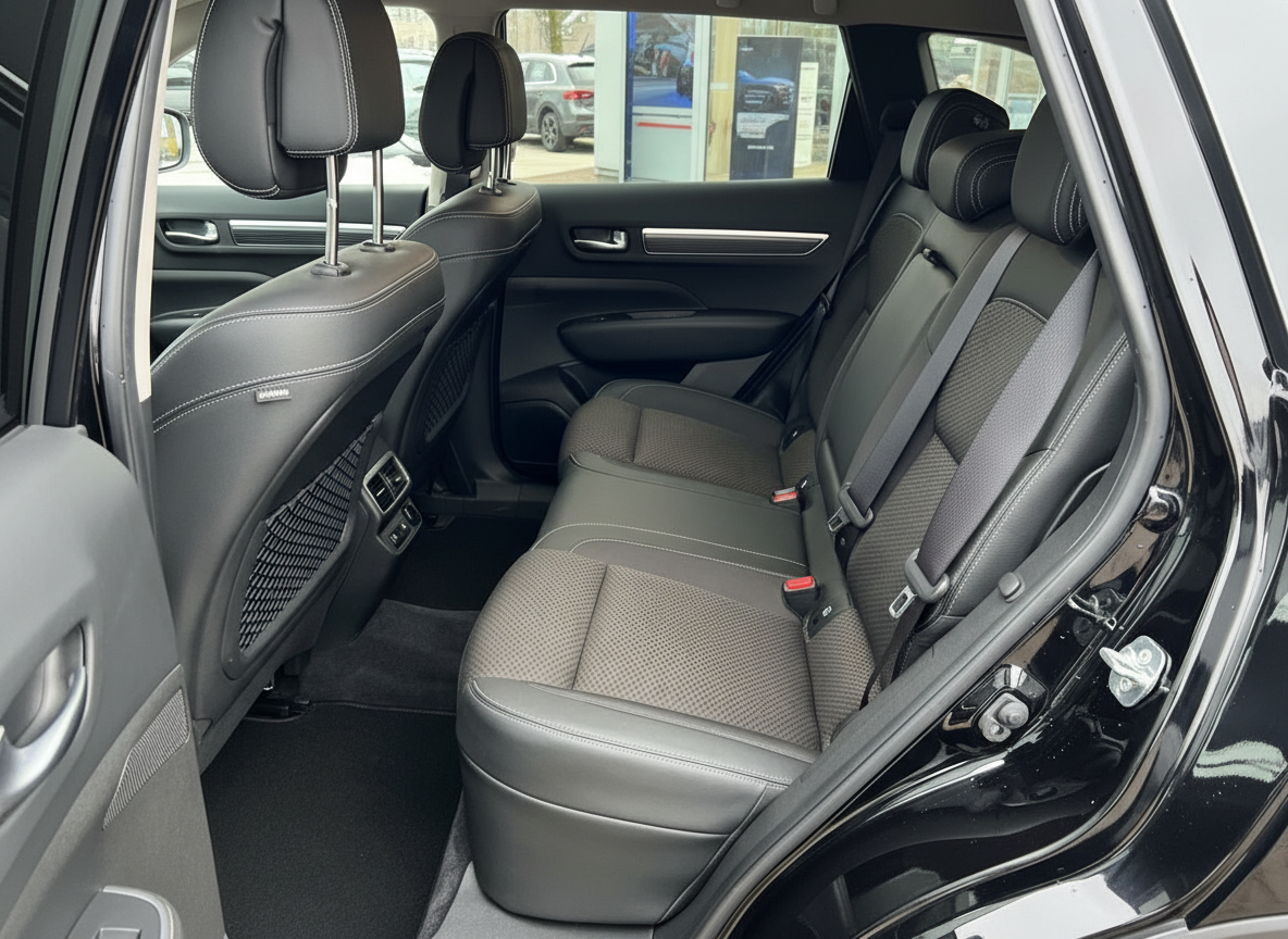 Nissan Pathfinder Innenraum Rücksitzbank in schwarzem Leder mit Klimaauslässen