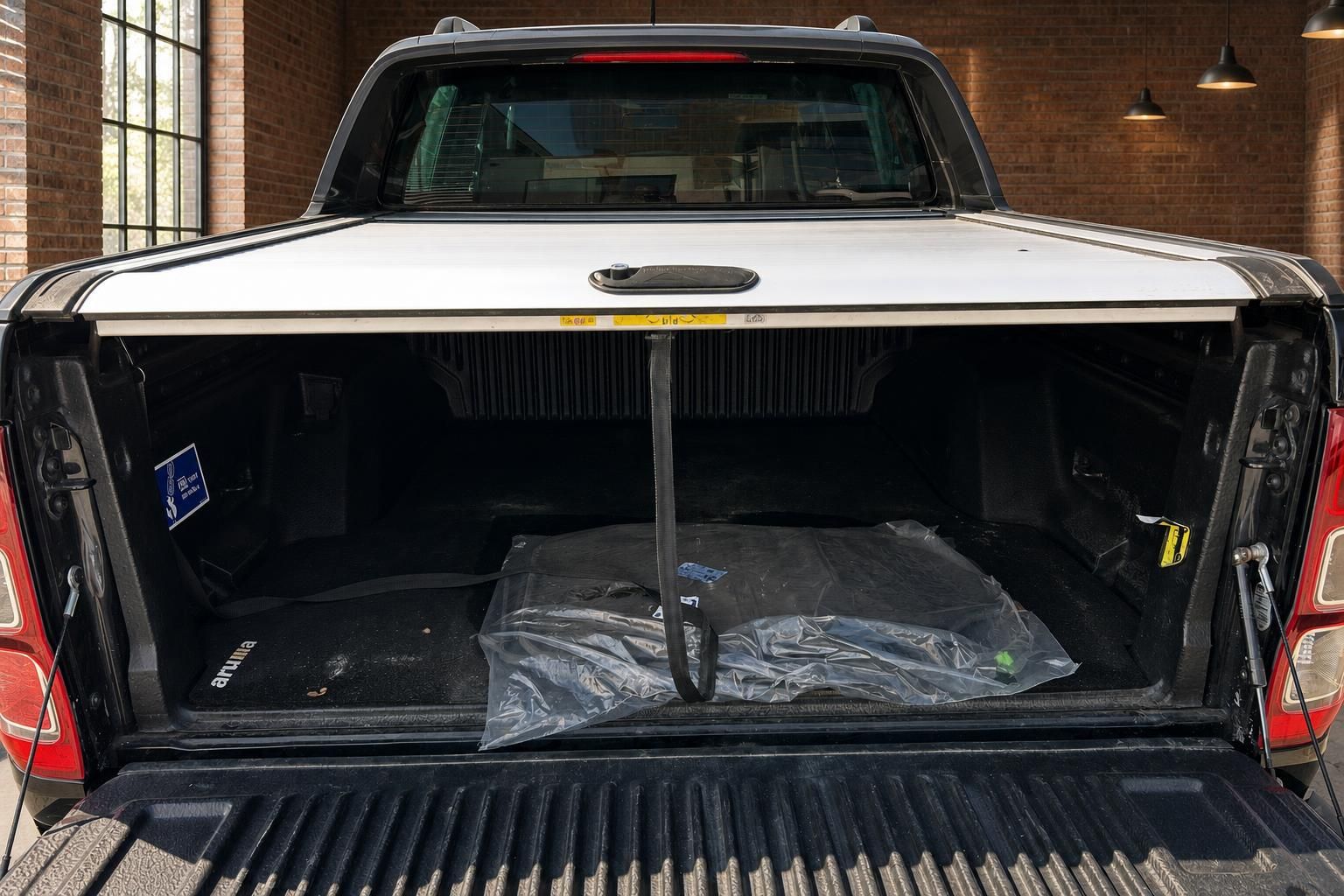 Ford Ranger Ladefläche mit Abdeckung von hinten geöffnet