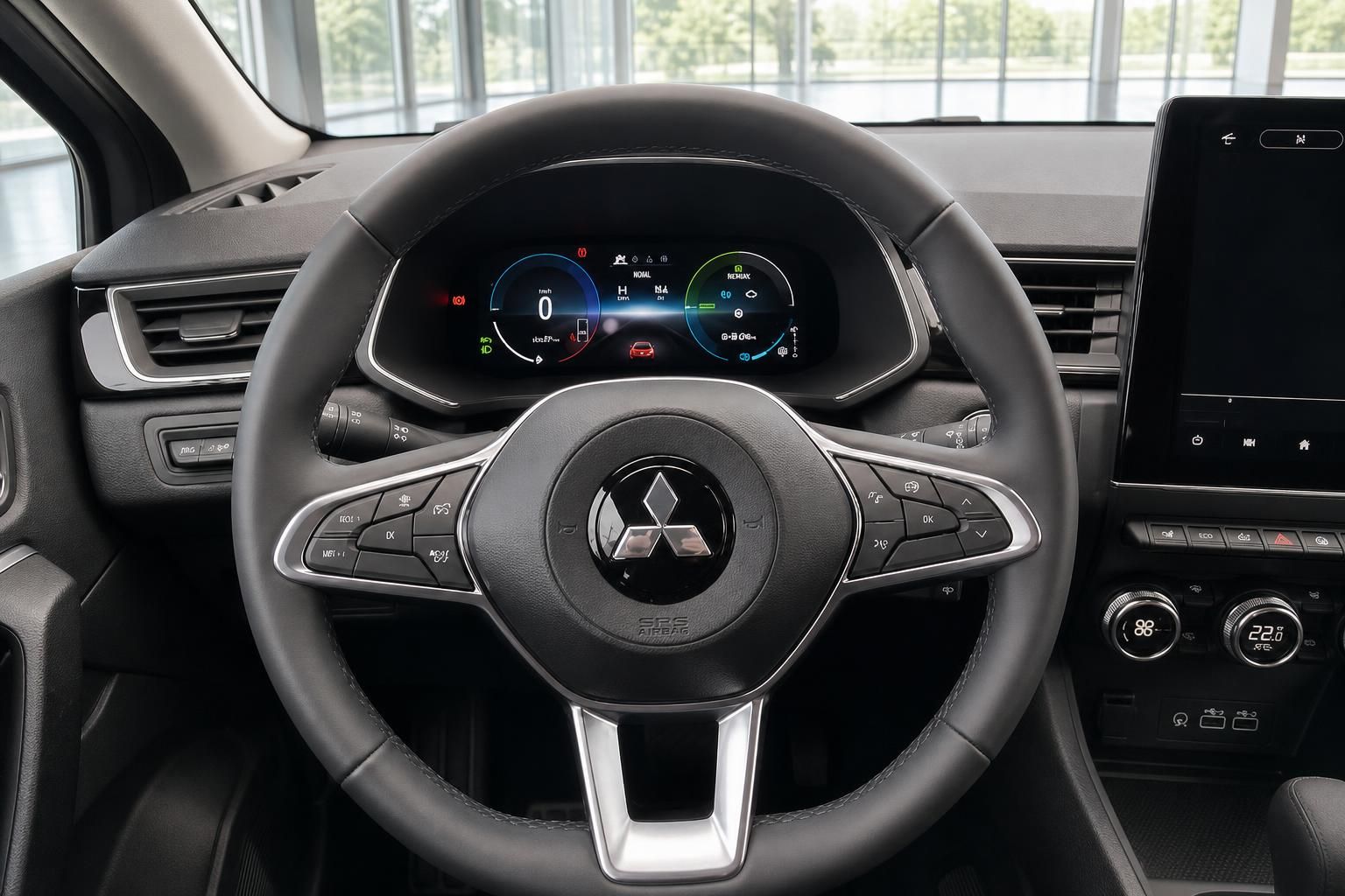 Mitsubishi ASX Innenraum: Lenkrad mit Multifunktionstasten und Display