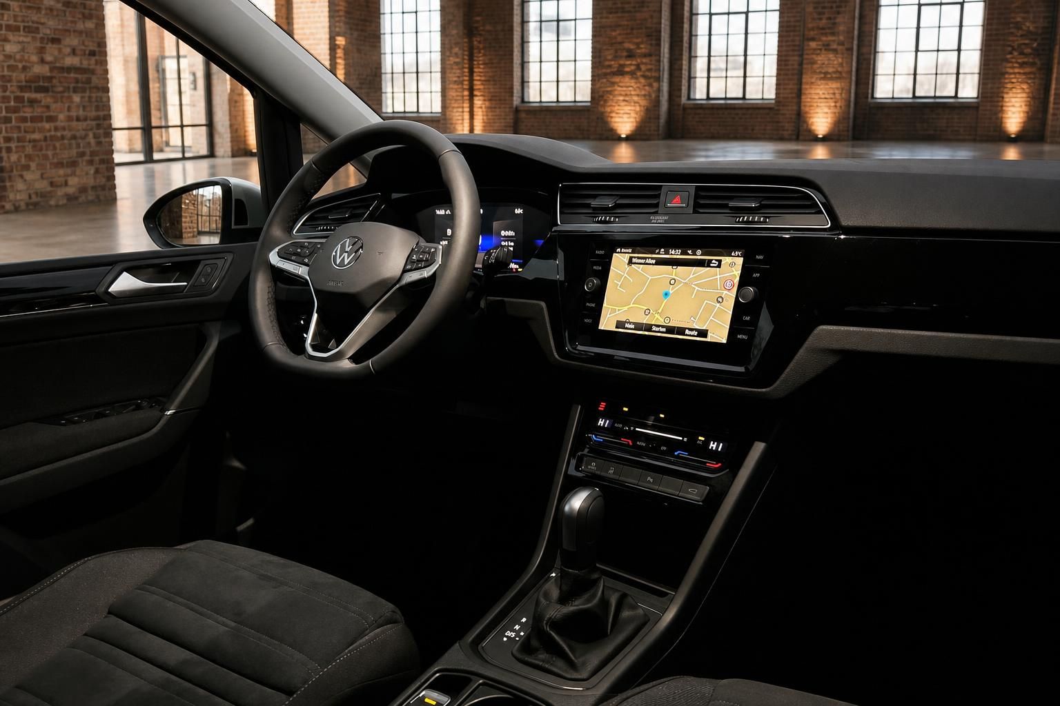 VW Touran Armaturenbrett mit Navigationssystem und Automatikschaltung