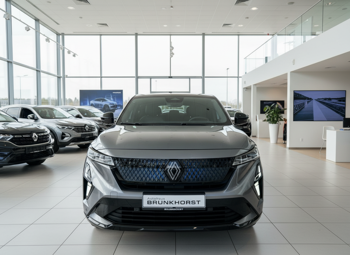 Renault SUV Frontansicht in grau im Autohaus Brunkhorst Showroom