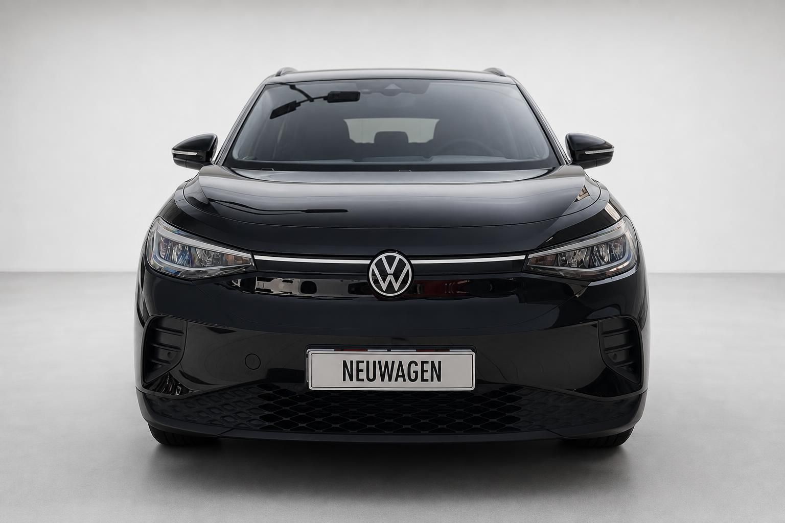 VW ID.4 schwarz Frontansicht Neuwagen mit LED-Scheinwerfern
