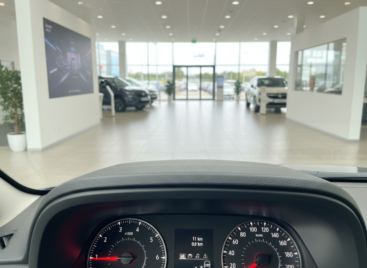 Volkswagen Innenraum Cockpit mit Tachometer im Autohaus Showroom