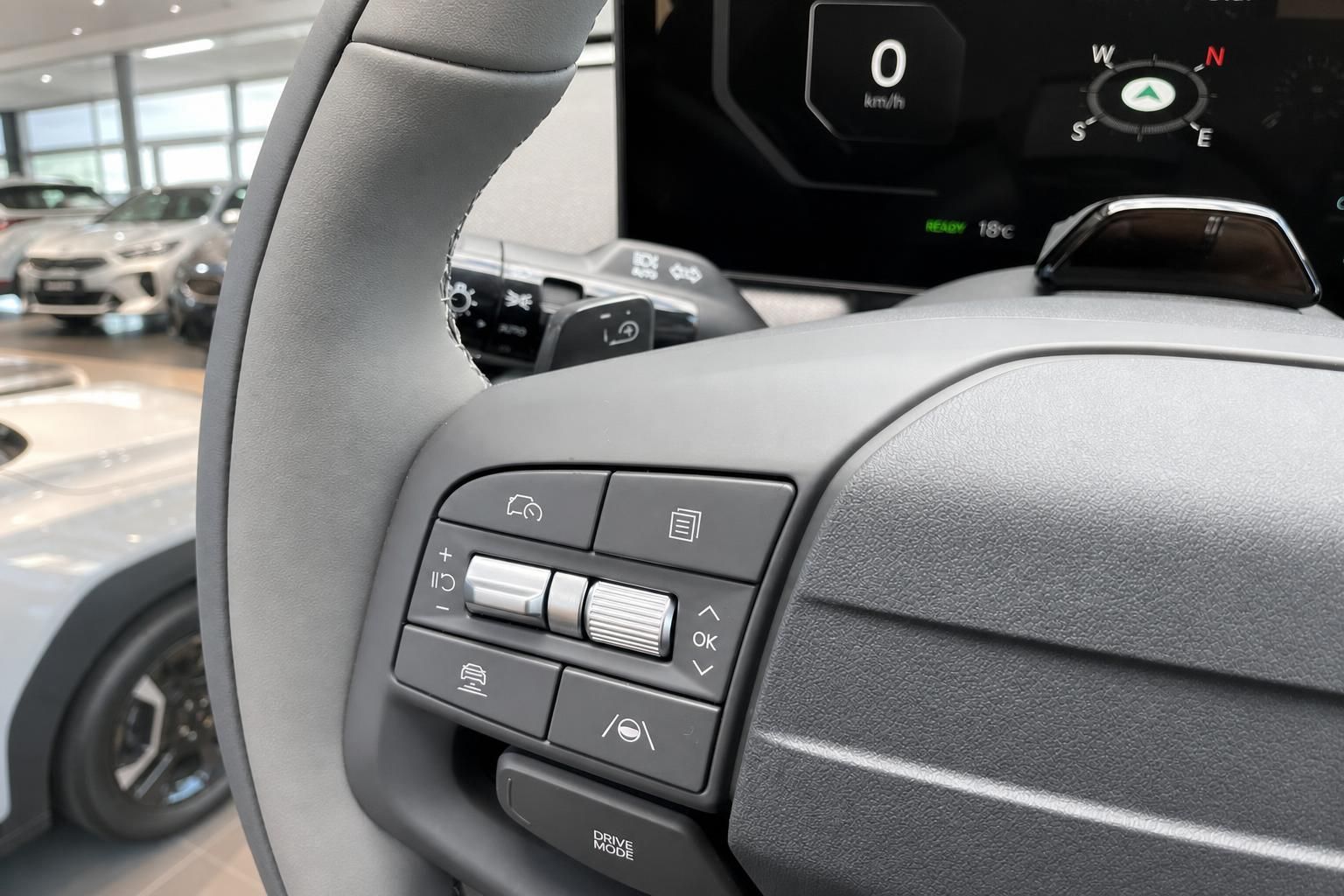 Kia Lenkrad Detailansicht mit Bedientasten und Display