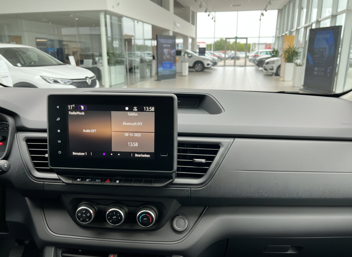 Dacia Innenraum mit Infotainment-Display im Autohaus