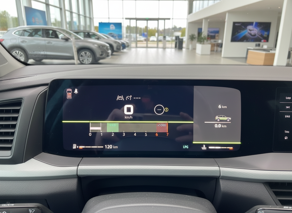 Škoda Digitales Kombiinstrument mit LPG-Anzeige und 120 km Reichweite im Autohaus