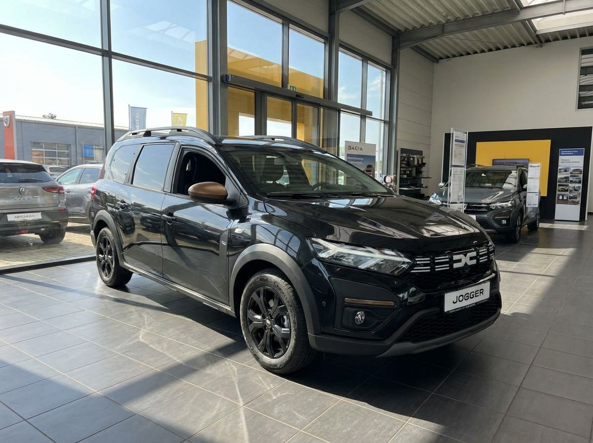Schwarzer Dacia Jogger Neuwagen im Autohaus Showroom mit dunklen Felgen