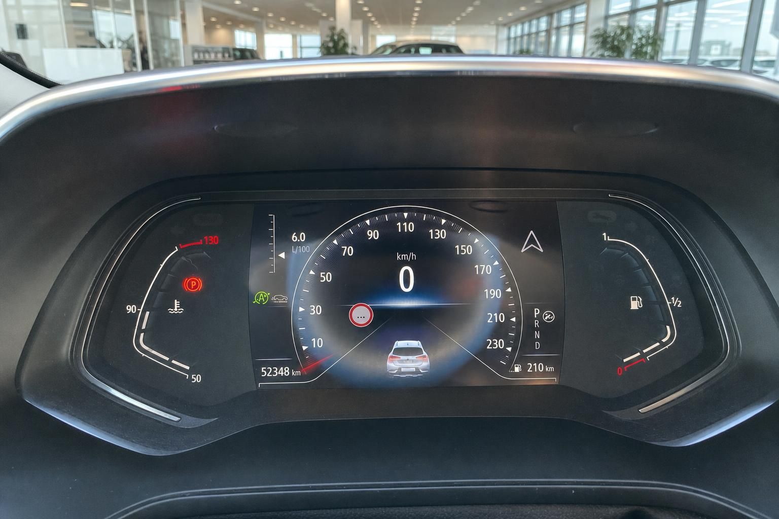 Renault digitales Kombiinstrument mit Tachometer und 52348 km Kilometerstand