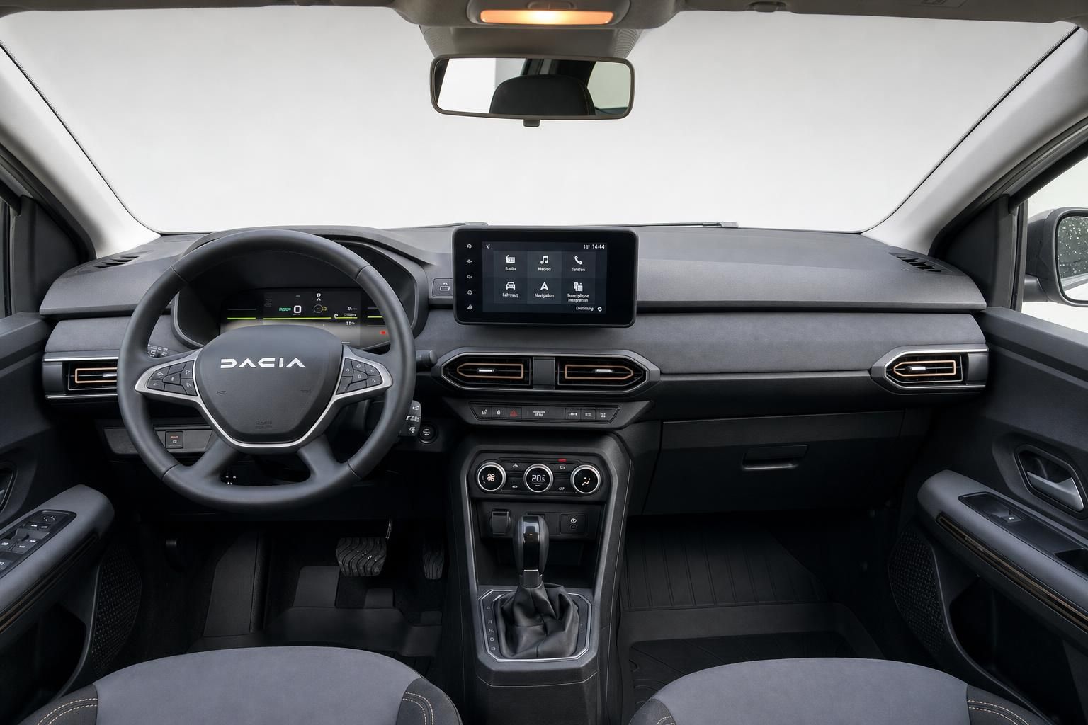 Dacia Armaturenbrett und Cockpit mit Touchscreen, digitales Display und Mittelkonsole