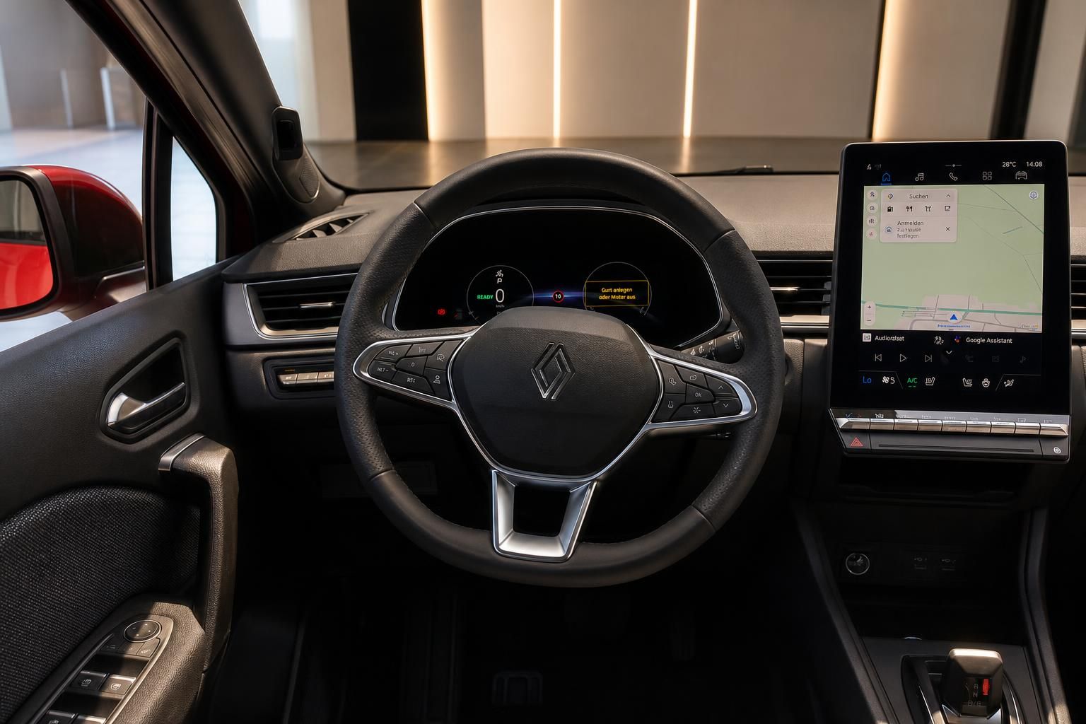 Renault Clio Cockpit – Lenkrad mit Renault-Logo, Digitalinstrumente und Infotainment-Touchscreen