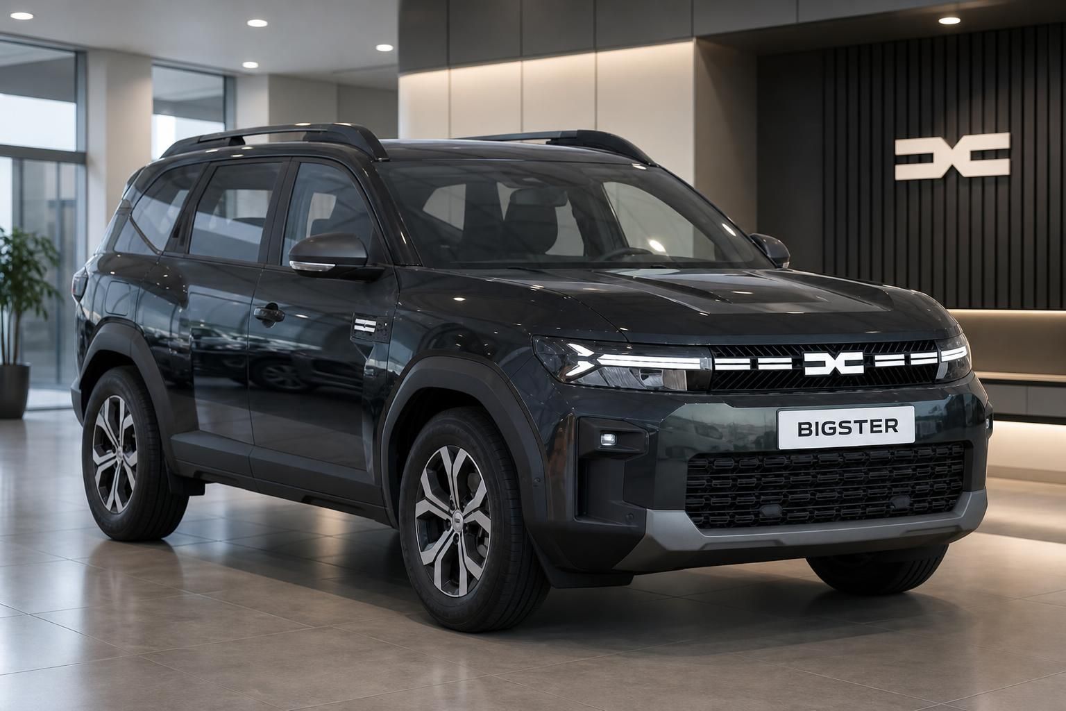 Dacia Bigster SUV in Schwarz Frontansicht im Autohaus