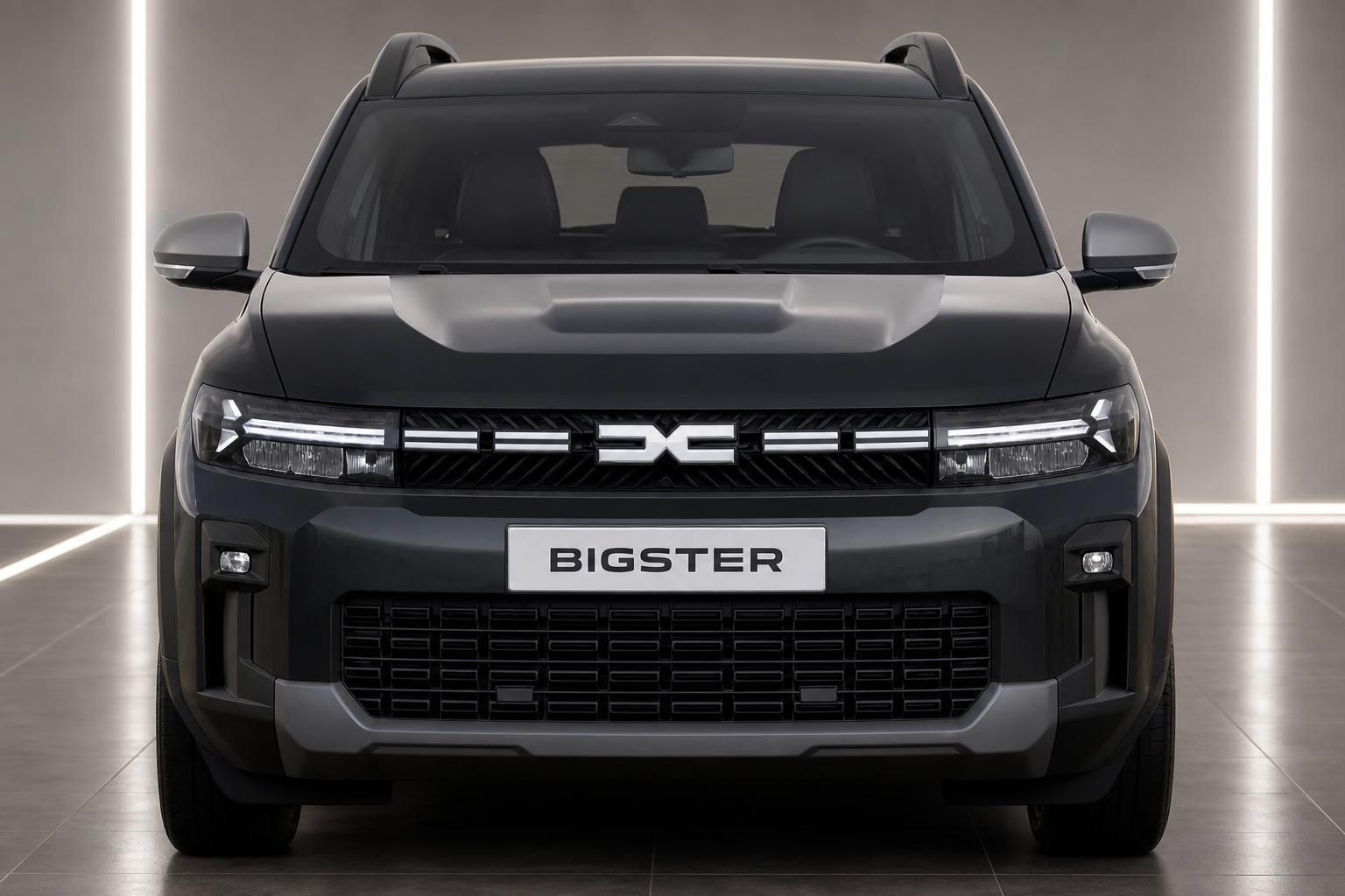 Dacia Bigster SUV Frontansicht mit Kennzeichenhalter Bigster