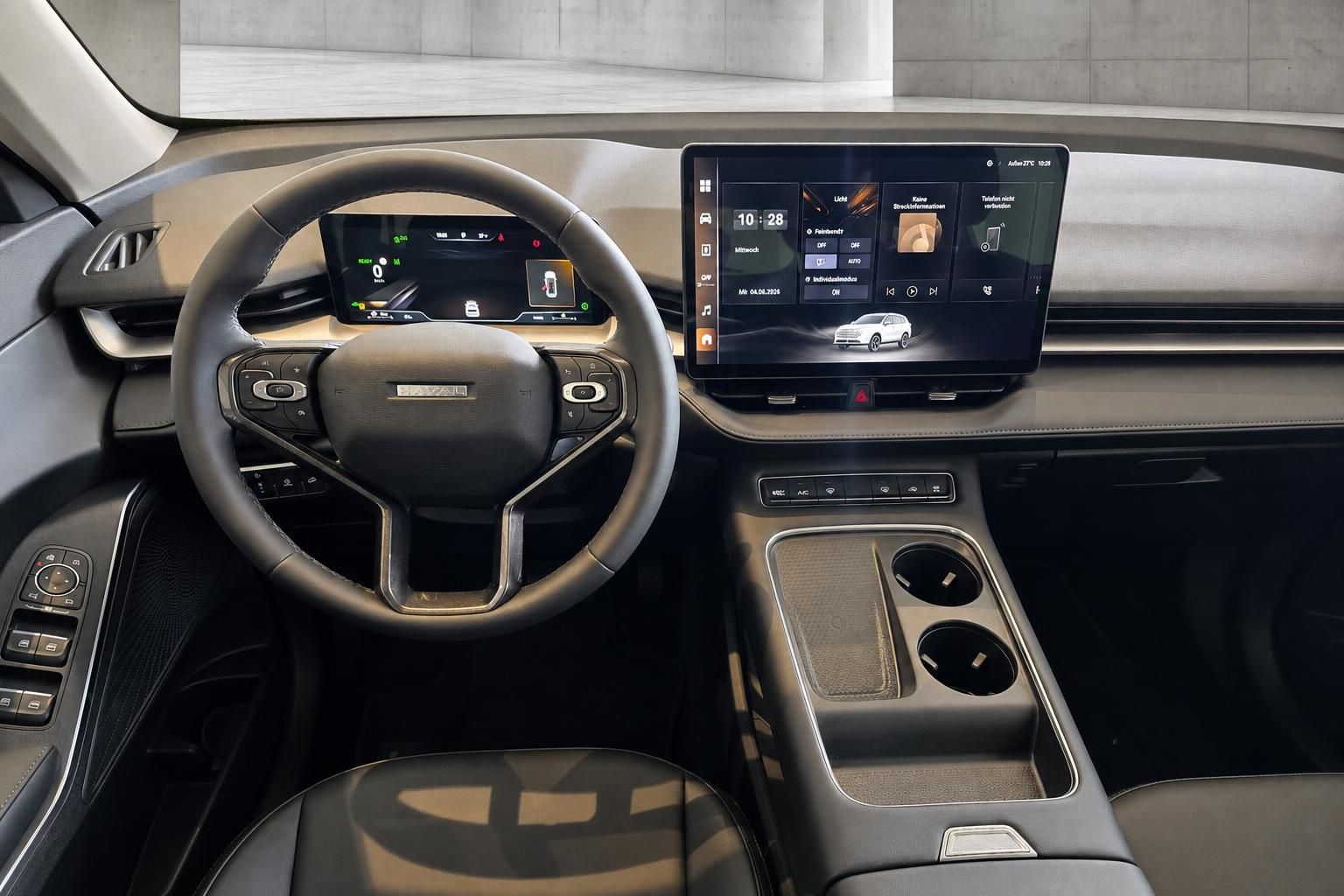 Haval Innenraum mit Cockpit, Lenkrad und Touchscreen-Display