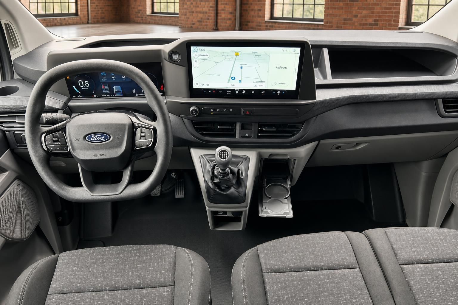 Ford Transit Armaturenbrett mit Lenkrad und digitalem Display