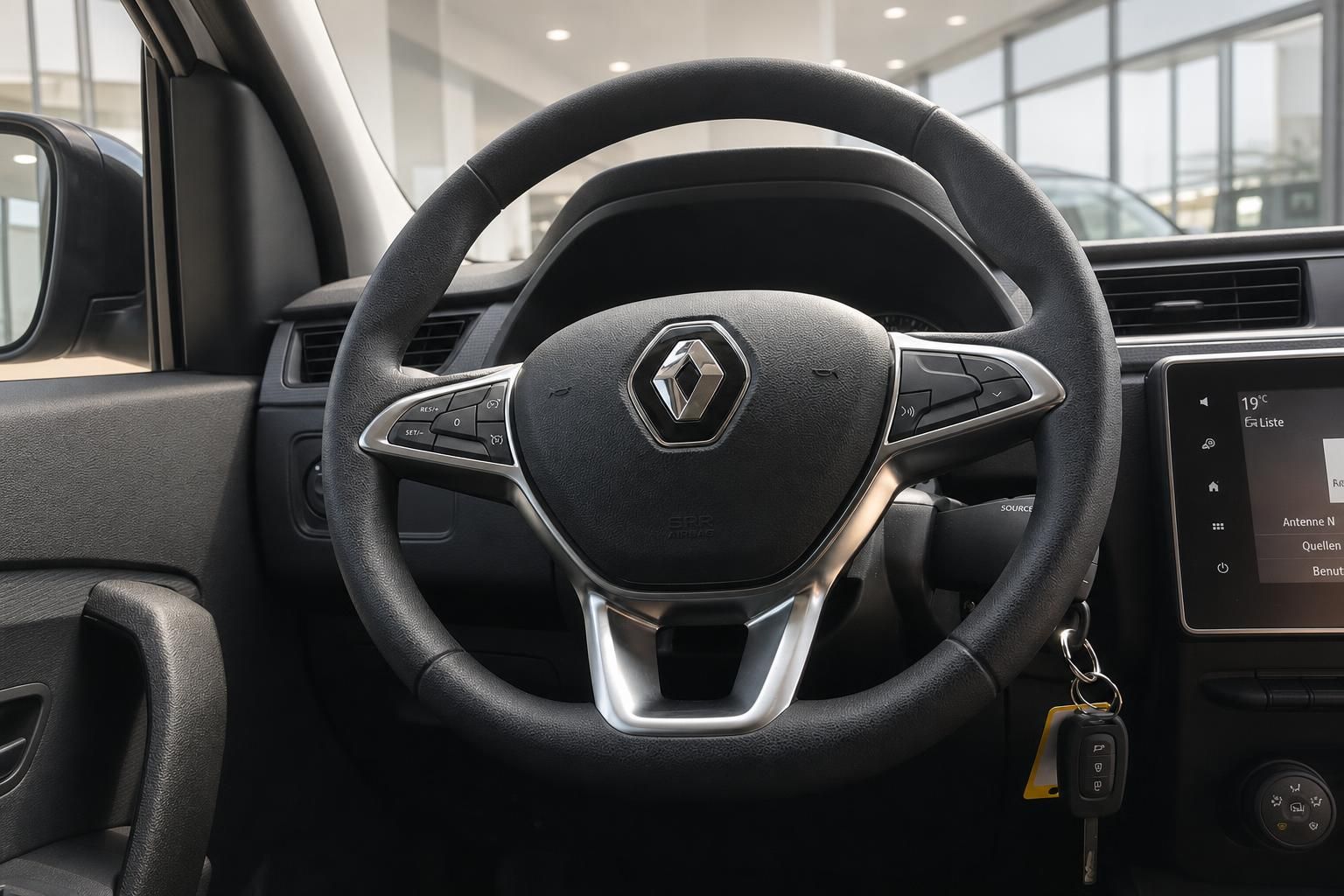 Renault Lenkrad mit Logo und Multifunktionstasten – Innenraum Detailaufnahme
