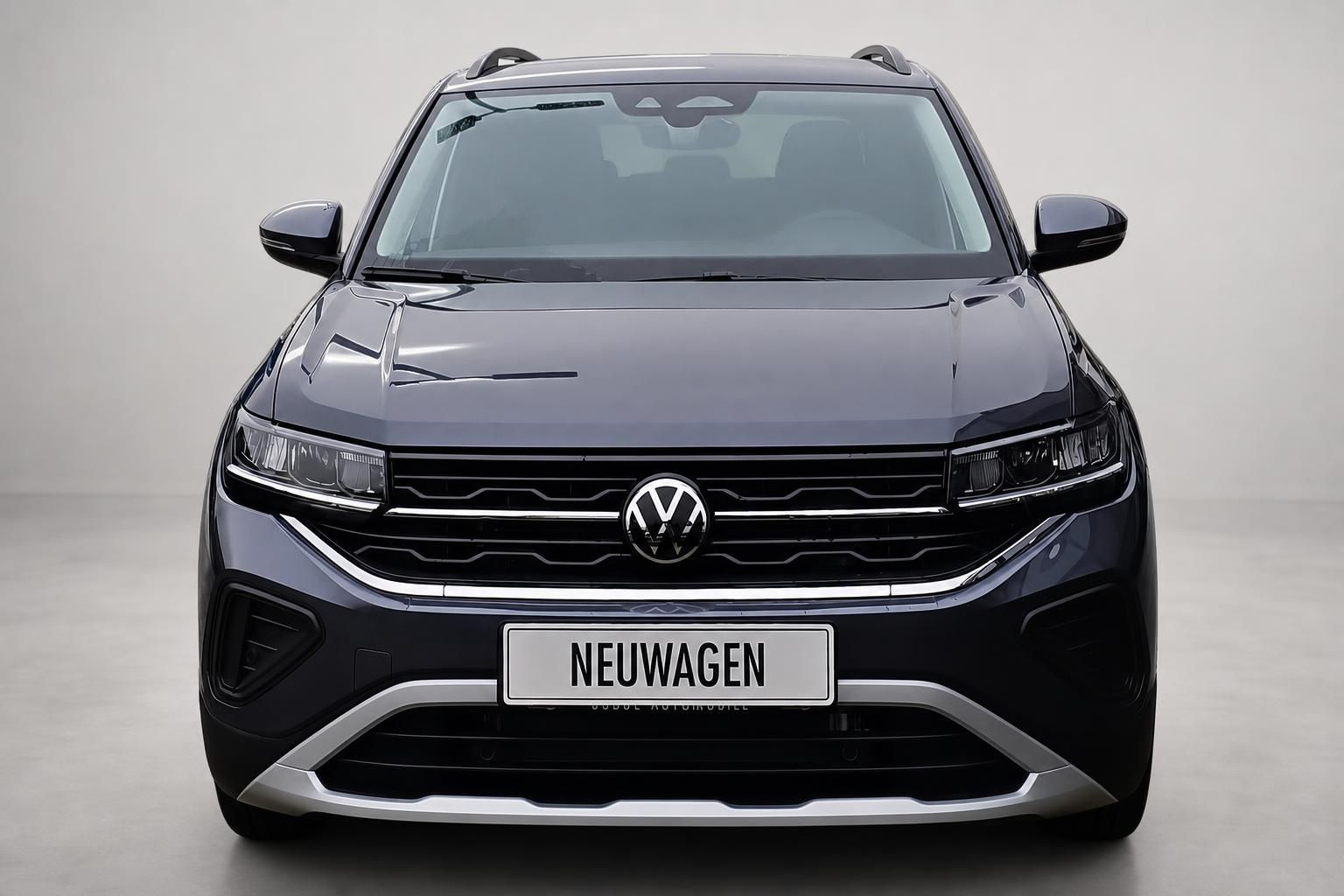 VW T-Cross dunkelblau Frontansicht mit Kuehlergrill