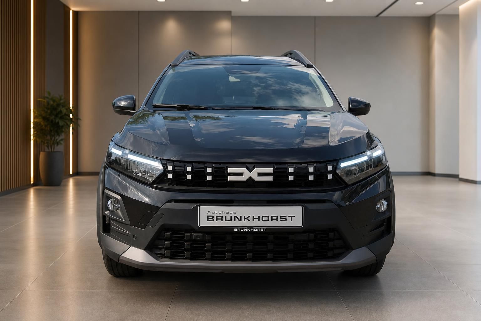 Dacia Jogger schwarz Frontansicht mit LED-Scheinwerfern