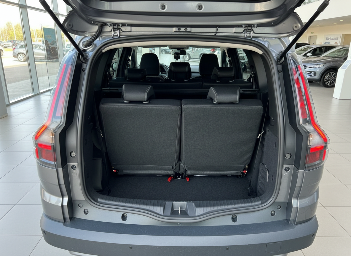 Honda CR-V Kofferraum geöffnet mit dritter Sitzreihe im Autohaus