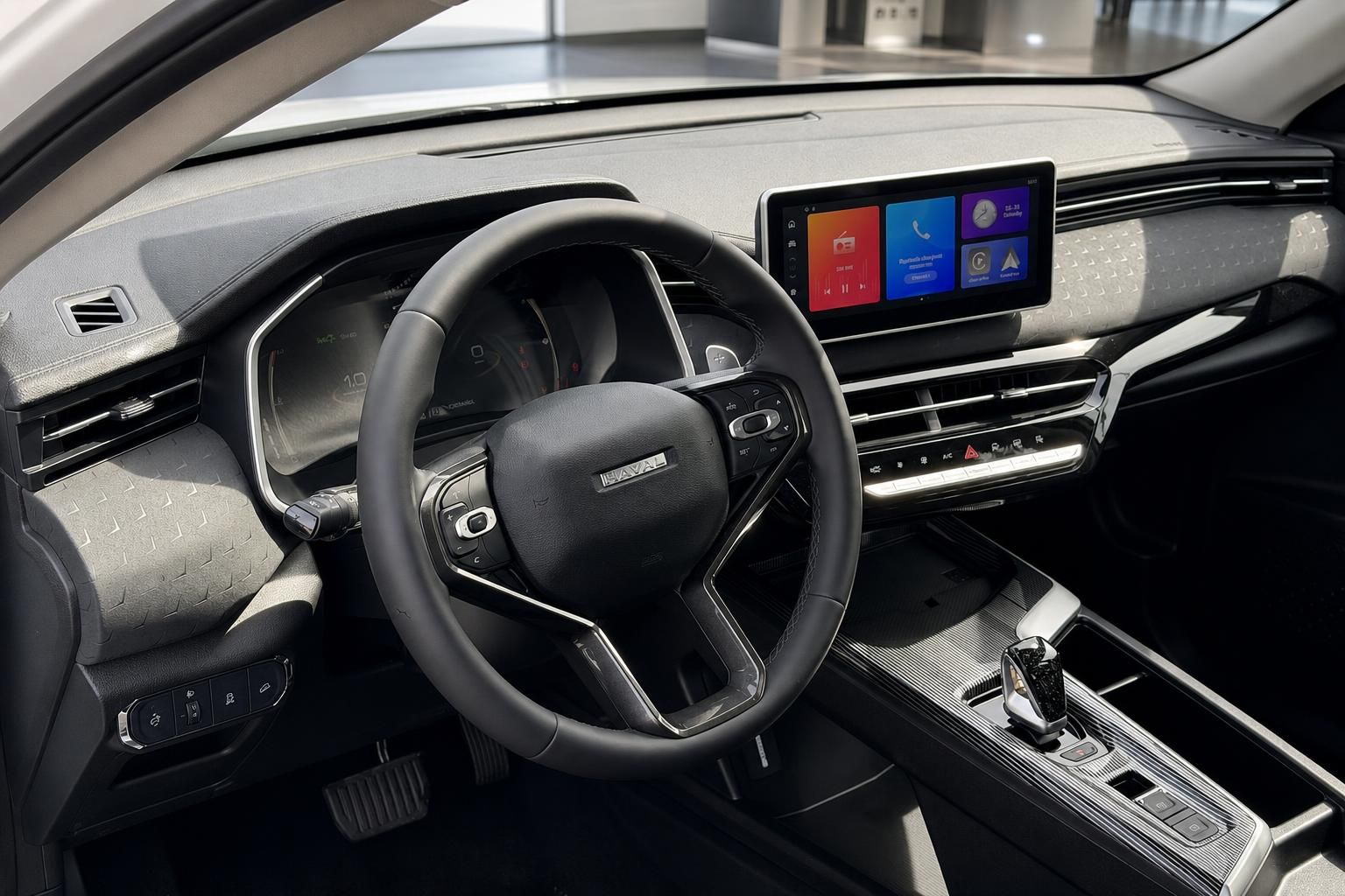 Haval Cockpit mit Lenkrad und Touchscreen-Display