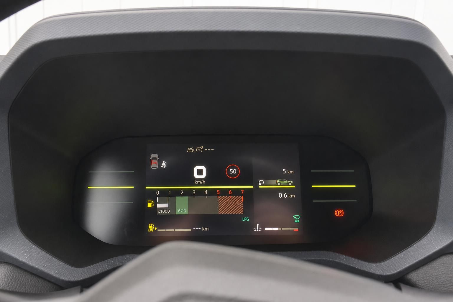 Digitales Fahrzeug Kombiinstrument mit Tacho, Drehzahlmesser und Navigationsanzeige