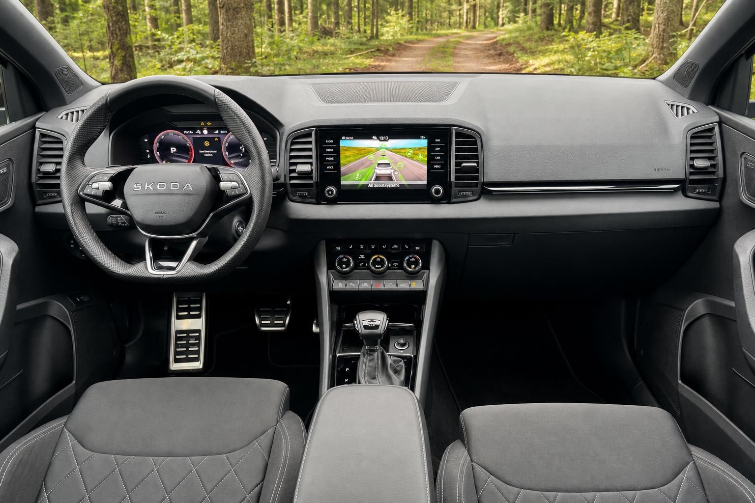 Skoda Karoq Armaturenbrett - Digital Cockpit mit Navigationssystem und Klimaautomatik