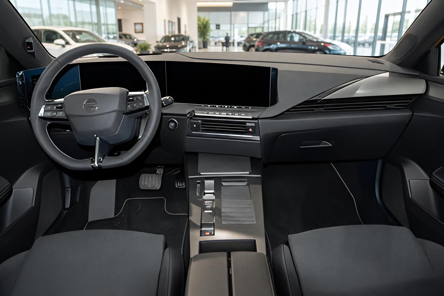 Cockpit und Armaturenbrett eines Opel Astra von innen fotografiert
