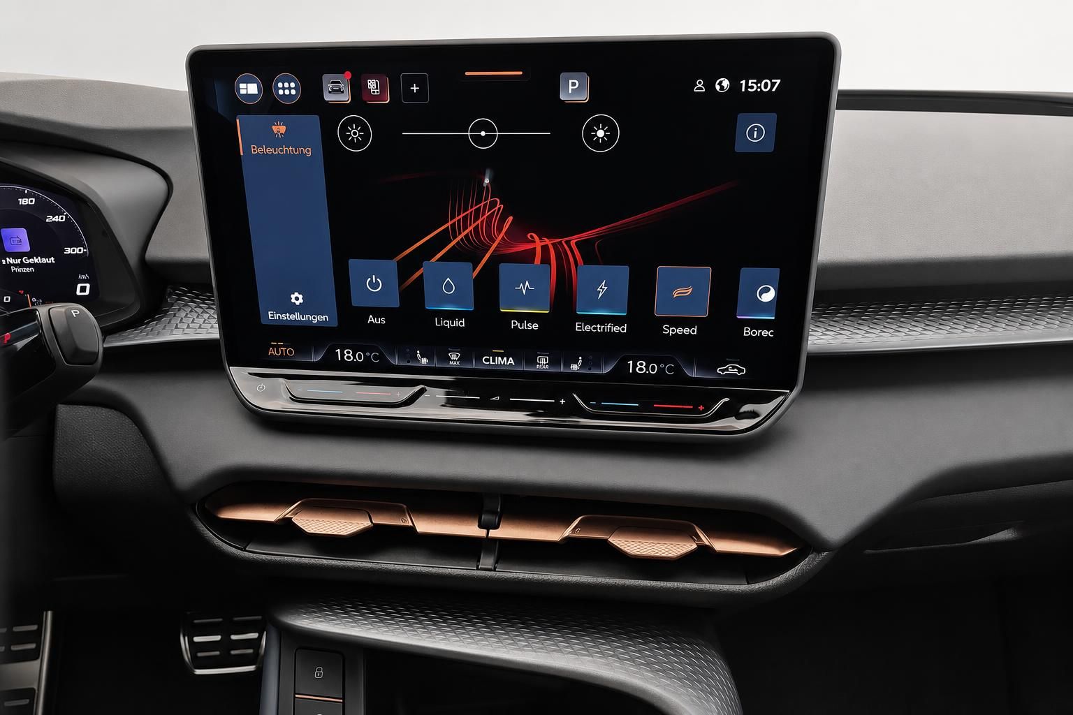 Cupra Innenraum, digitales Infotainment-Display im Detail