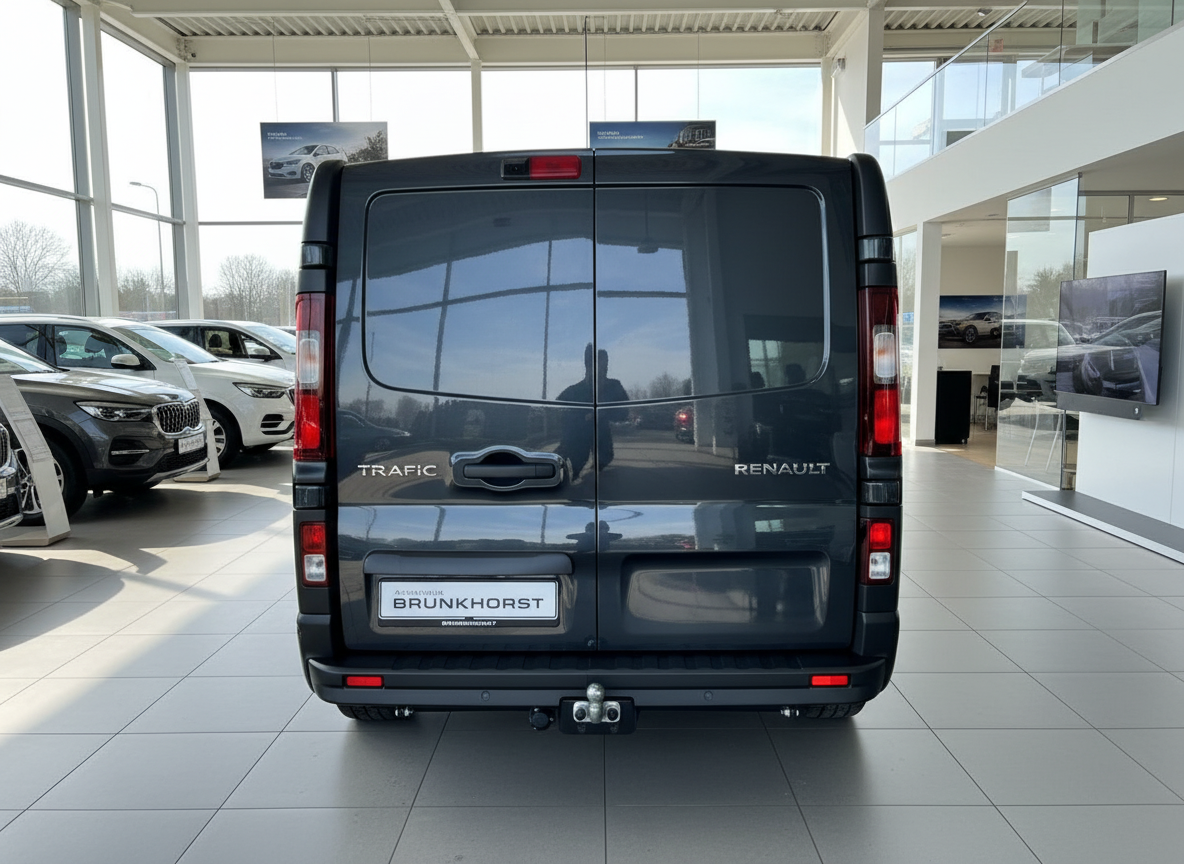 Renault Trafic Kastenwagen dunkelgrau Heckansicht im Autohaus Brunkhorst