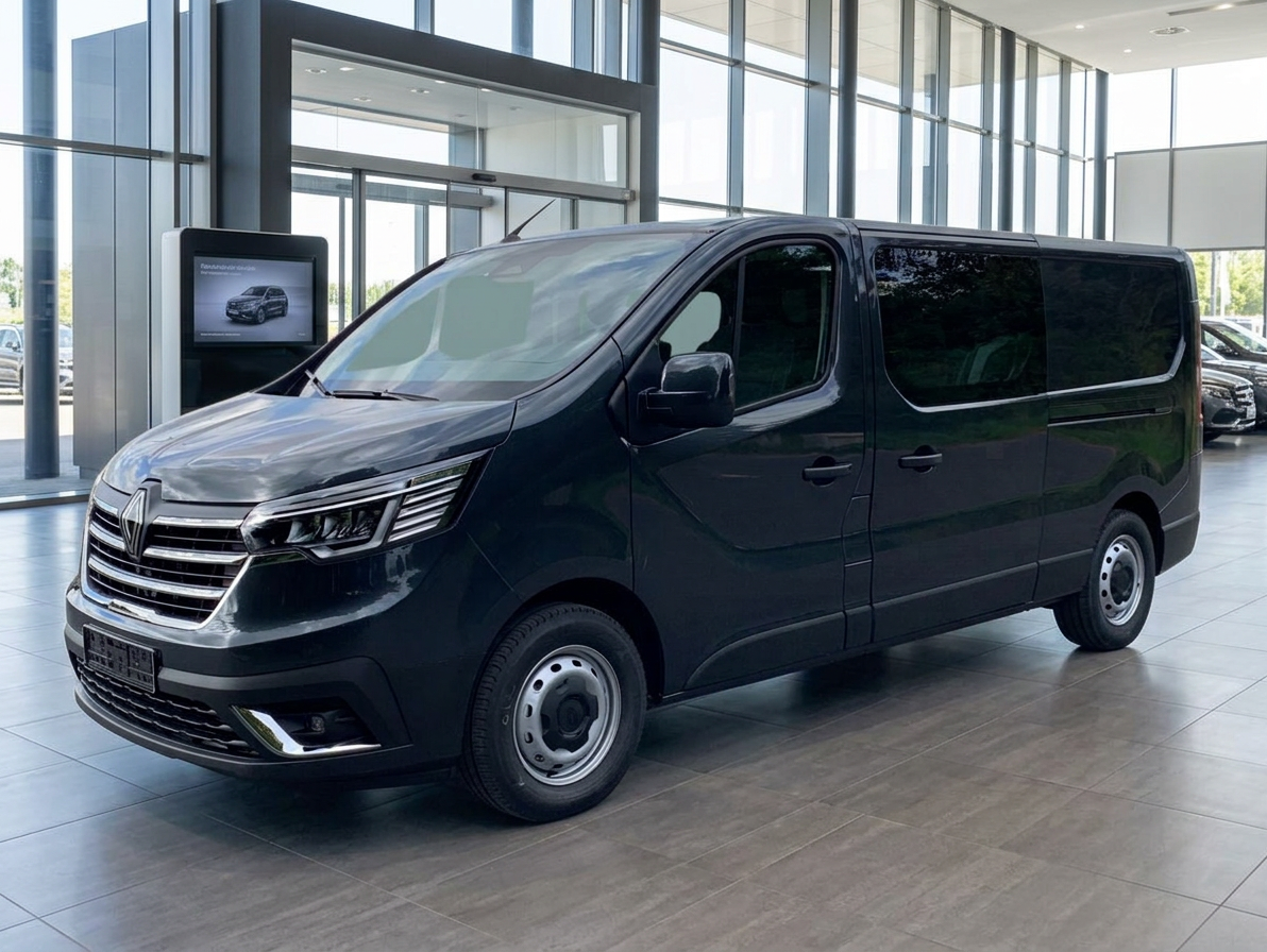 Renault Trafic Kastenwagen in Schwarz im Autohaus Showroom – langer Radstand