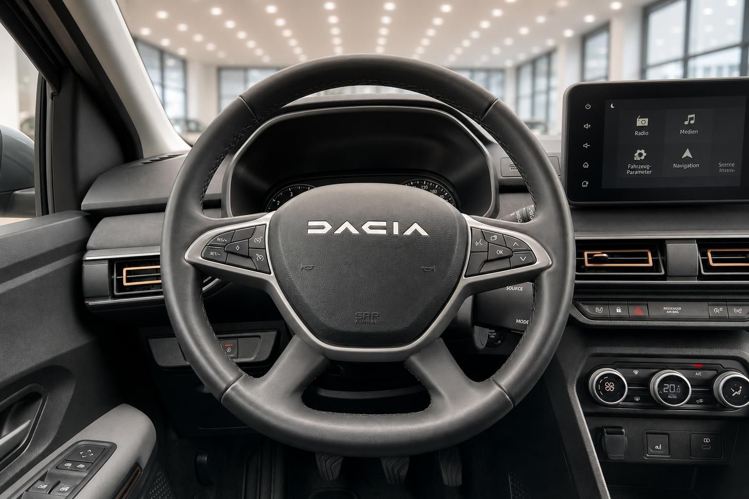 Dacia Lenkrad mit Multifunktionstasten und Infotainment-Display