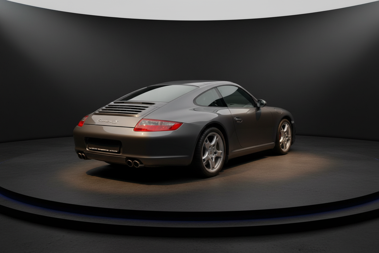 Porsche 911 Carrera S 997 in Grau – Heckansicht im Fotostudio