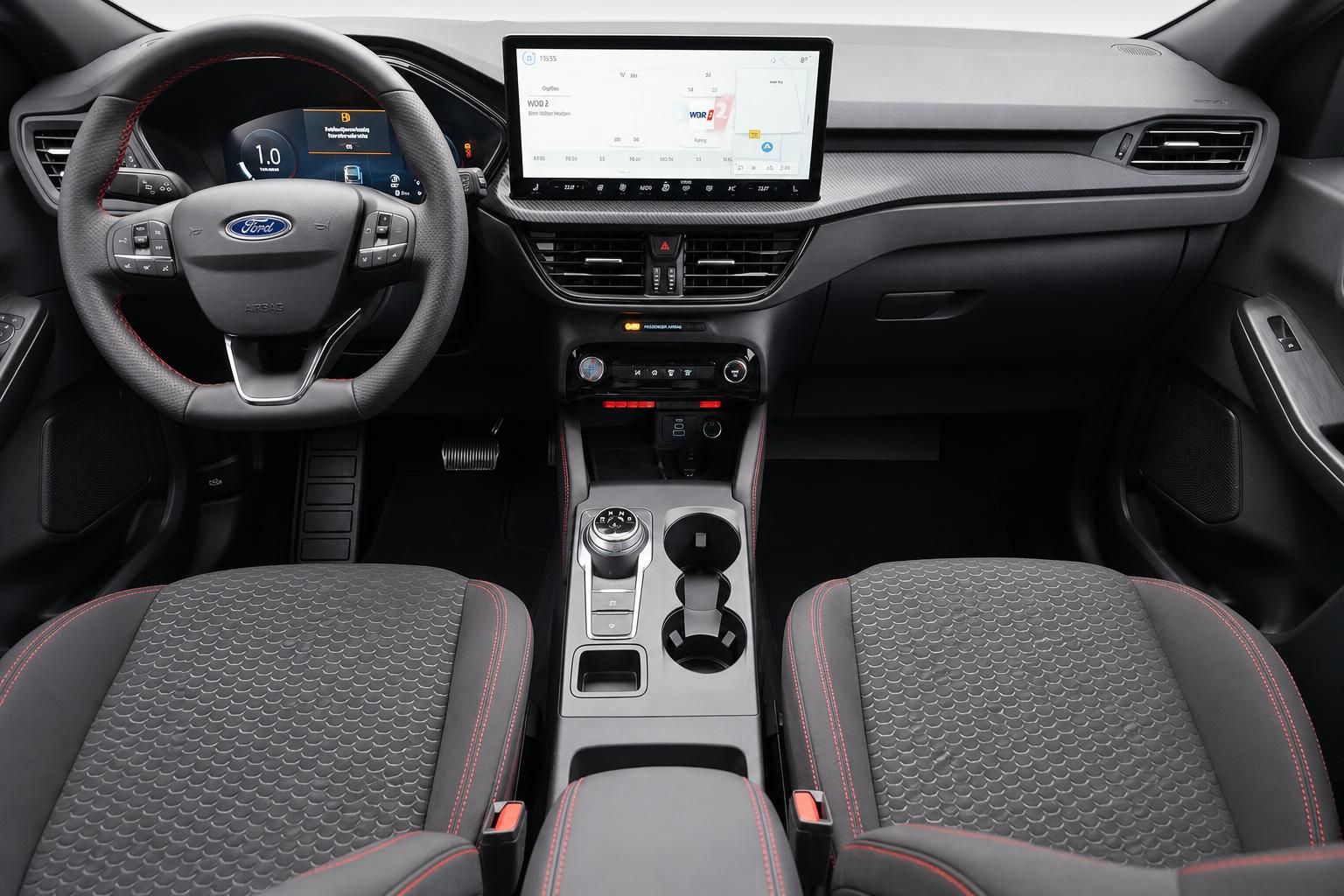 Ford Fokus Cockpit mit Lenkrad, Digitaltacho und Touchscreen