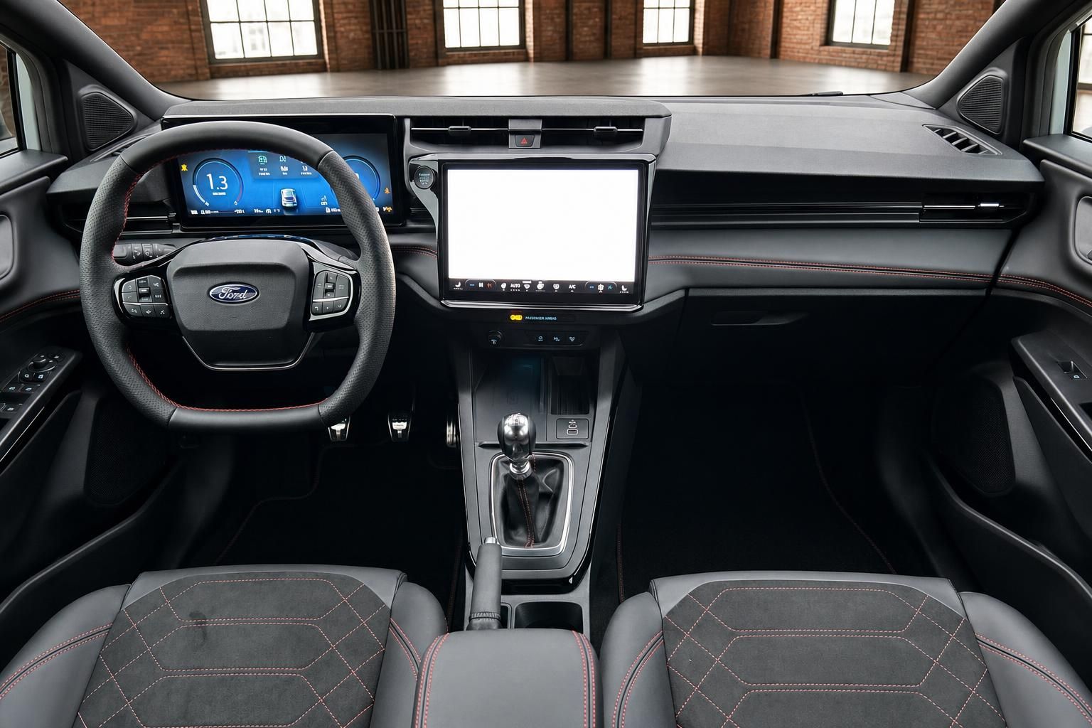 Ford Innenraum Frontansicht mit Cockpit, Sitzen und Mittelkonsole