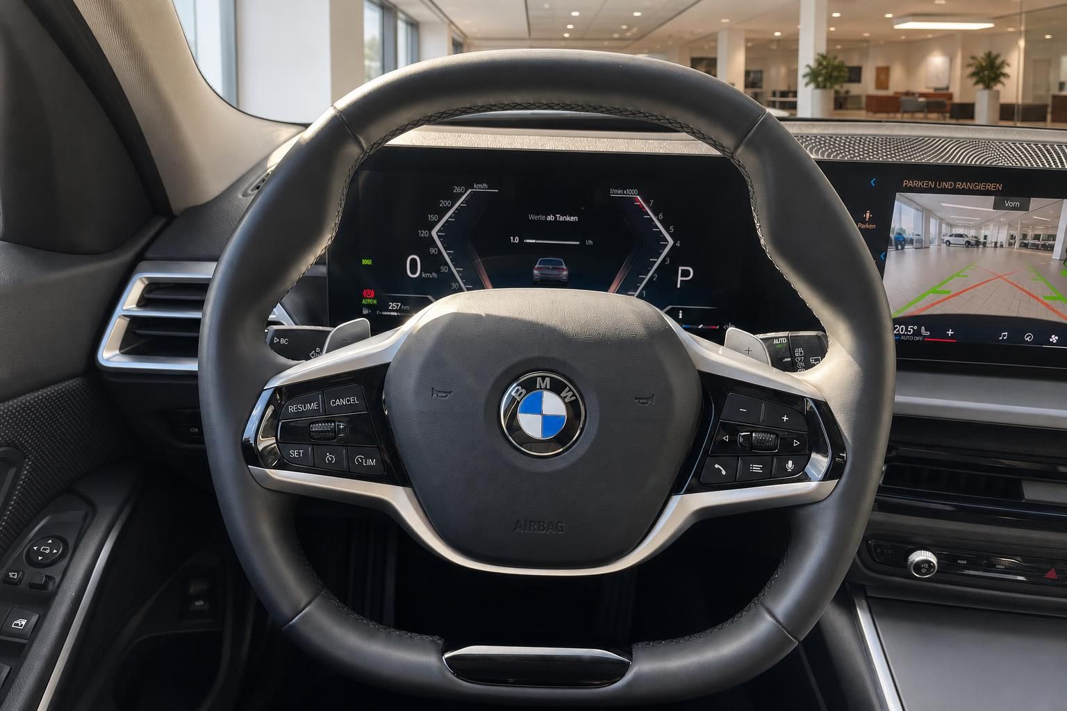 BMW Lenkrad mit Multifunktionstasten und Digitalinstrumenten