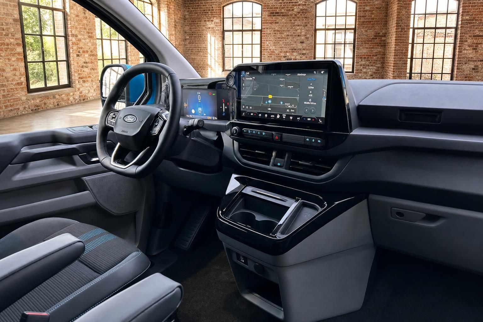 Ford Transit Innenraum mit Armaturenbrett und Mittelkonsole Detail