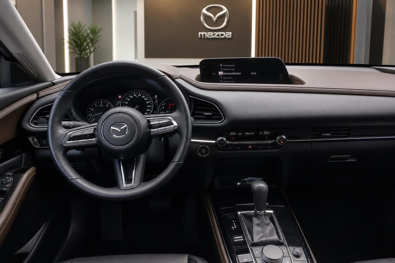 Mazda CX-30 Cockpit mit Lenkrad und Infotainment-Display