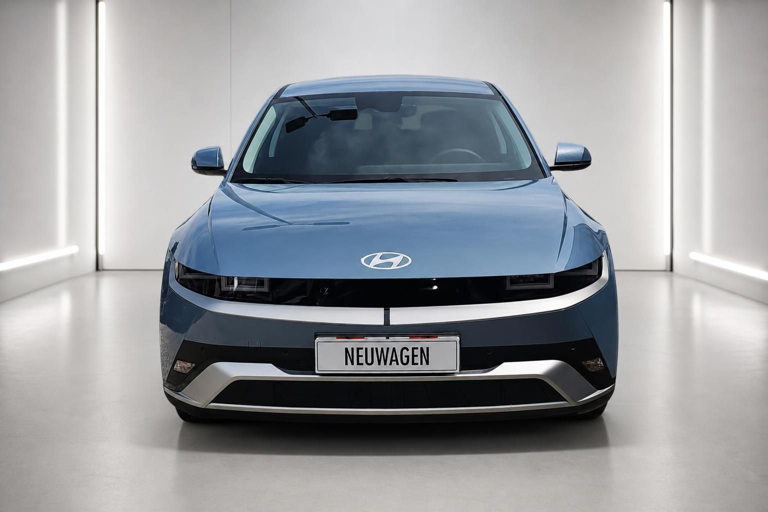 Hyundai Ioniq 5 Frontansicht in Blau mit LED-Scheinwerfern